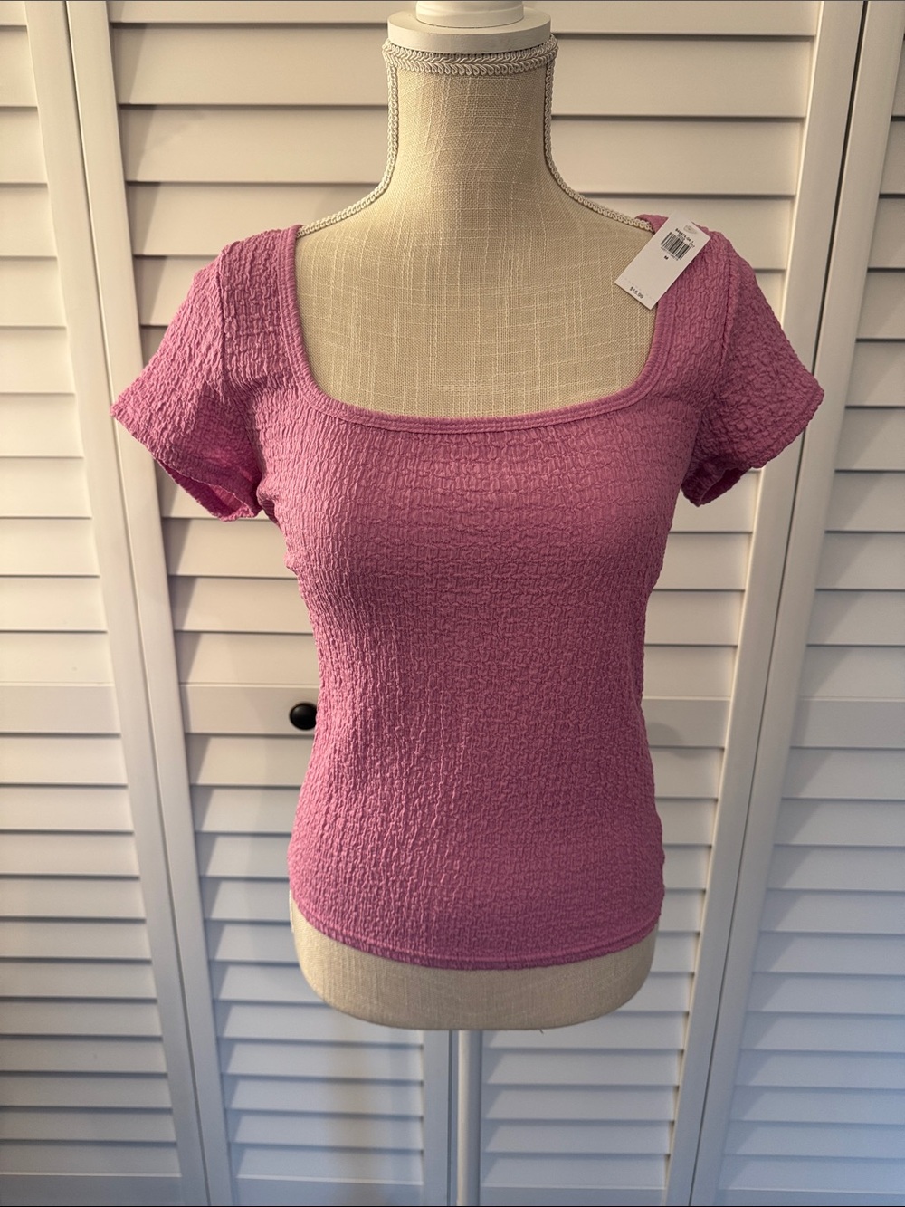 NWT Old Navy Square Neck Smocked Short Sleeve Top- Lavender